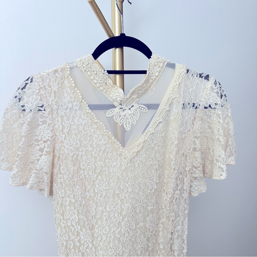 Elegant Dawn Joy Fashions Bridal/Wedding Style Lace Dress in Cream